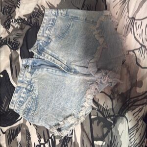 Light Blue Denim Frayed Women's Shorts